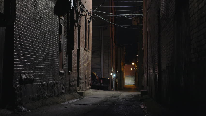 Quiet and empty dark downtown city alley 4k Royalty-Free Stock Footage #1098083757