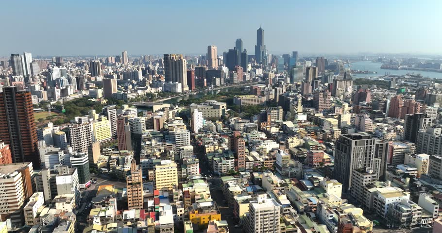 Aerial view of Kaohsiung city , Taiwan.