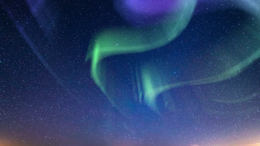 Aurora Green and Milky Way Galaxy Loop Purple Sky | Shutterstock HD Video #1098109057
