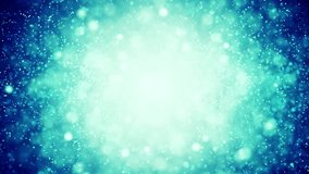 Super Slow Motion Shot of Real Snow Falling on Blue Christmas Background.