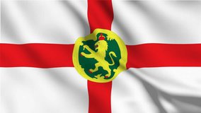 Alderney national flag video. 3D Alderney (British Islands) flag waving seamless loop video animation