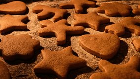 Time lapse of gingerbread baked. Christmas cake, cookies baked. Bakery concept. Tasty brown cookies. Baked christmas cookies. Close-up in 4K, UHD - Powered by Shutterstock - Get 15% off with code: PIKWIZARD15