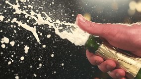 Super slow motion of Champagne explosion, opening champagne bottle closeup. Filmed on high speed cinema camera. 1000fps - Powered by Shutterstock - Get 15% off with code: PIKWIZARD15