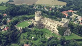 Aerial view of Bolkow Castle, Poland, Europe