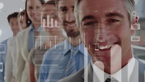 Animation of data processing over diverse business people in office. Global business and digital interface concept digitally generated video. - Powered by Shutterstock - Get 15% off with code: PIKWIZARD15
