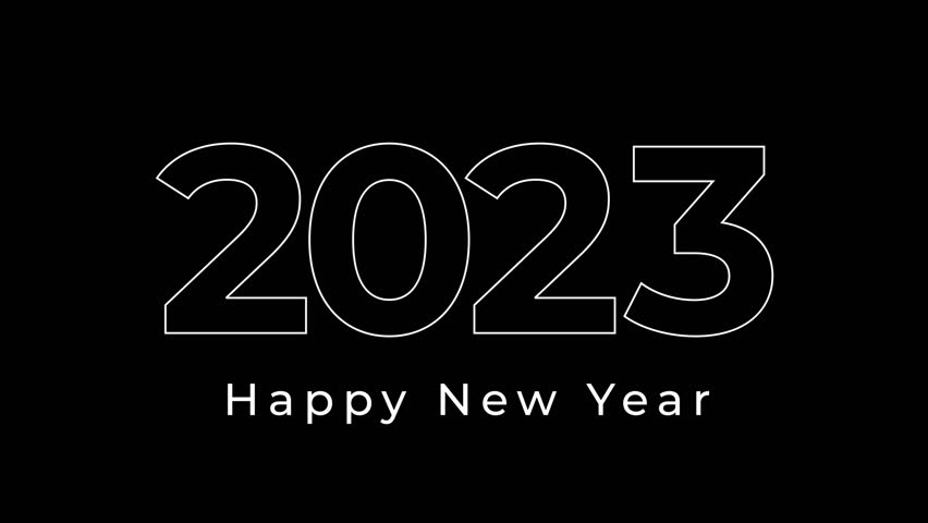 2023 happy New year neon animation on Black background - Golden 2023 Happy new year greeting - Happy 2023 New year  | Shutterstock HD Video #1098179135