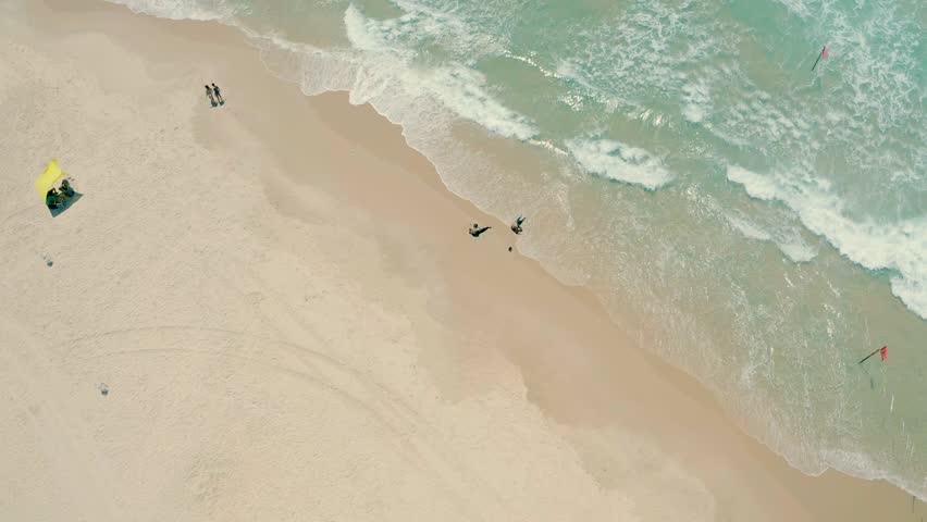 Blue sea with waves at Ashdod beach in Israel