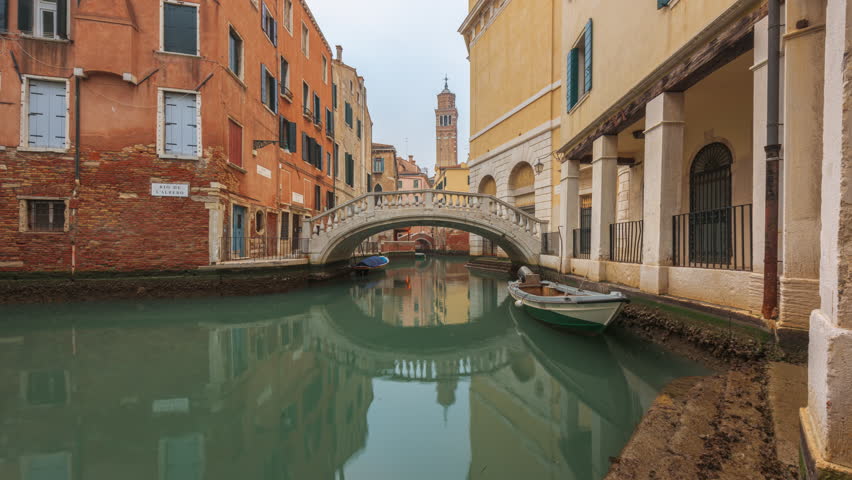 Venice, Italy canals and bridges at twilight.