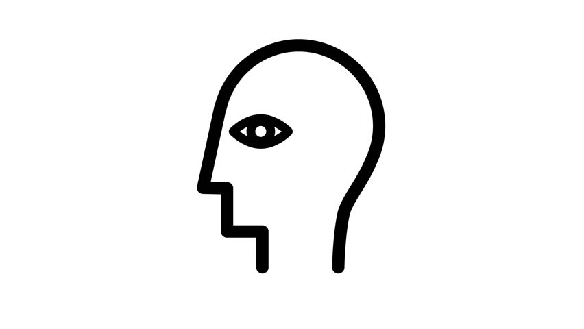 Head icon animated for infographics, websites and media in outline design. Animation, cartoon, illustration.