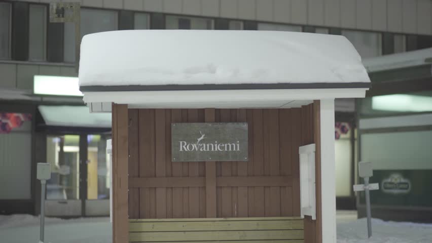 Rovaniemi city center in winter at Christmas time, Finland.