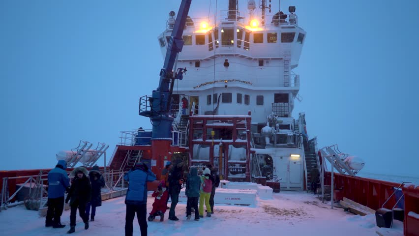Icebreaker ship in the Gulf of Bothnia in Lapland, Finland.