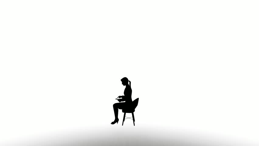 silhouette people sit down on white background. silhouette black people sit down chair communicate white screen. design for animation, people sit, isolate, speak, person, human, silhouette body.