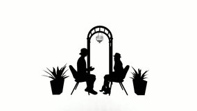silhouette people Valentine on white background. silhouette black people Valentine concept communicate white screen. design for animation, people love , isolate, speak, person, human, silhouette body
