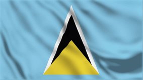 A beautiful view of Saint Lucia
 flag video. 3d flag waving video. Sant Lucia flag HD resolution
