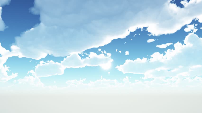 Blue sky with clouds and sun. 3d render illustration Royalty-Free Stock Footage #1098215413
