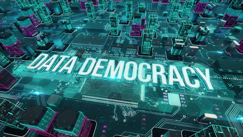 Data Democracy with digital technology hitech concept | Shutterstock HD Video #1098217643