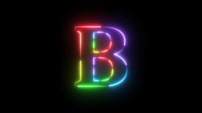 Neon light rainbow color alphabet B	