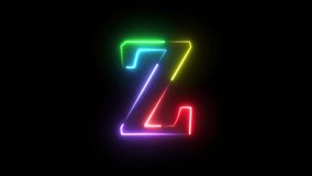 Neon light rainbow color alphabet Z	
