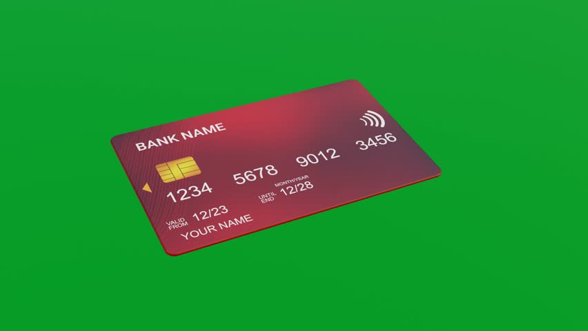 3D CREDIT card on green screen for keying, Spinning bank card 4K animation, seamless visualization loop, online payments, transaction | Shutterstock HD Video #1098223829
