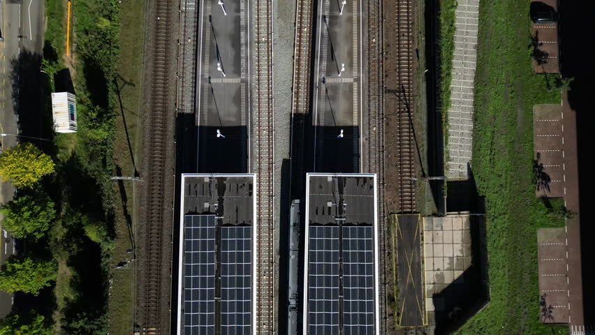 top view of metro driving towards amsterdam city center