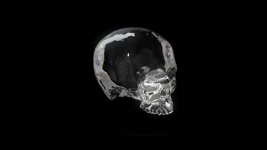 3d render of cristal human  skull.Looping animation.