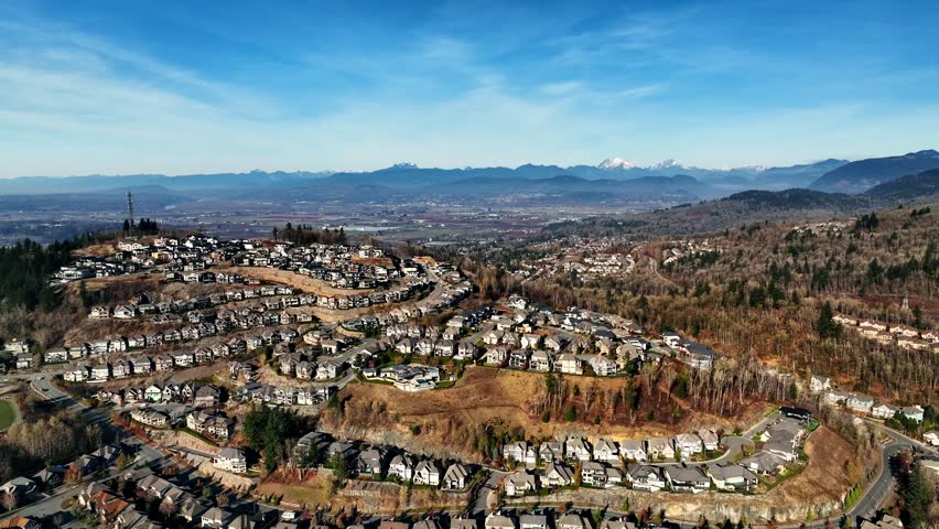 Eagle Mountain Park And Residential Neighborhood On Lower Sumas Mountain In Abbotsford, BC, Canada. - aerial