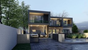 3D Animation Video 4K 60p of Architectural Modern Minimal House With Natural Background