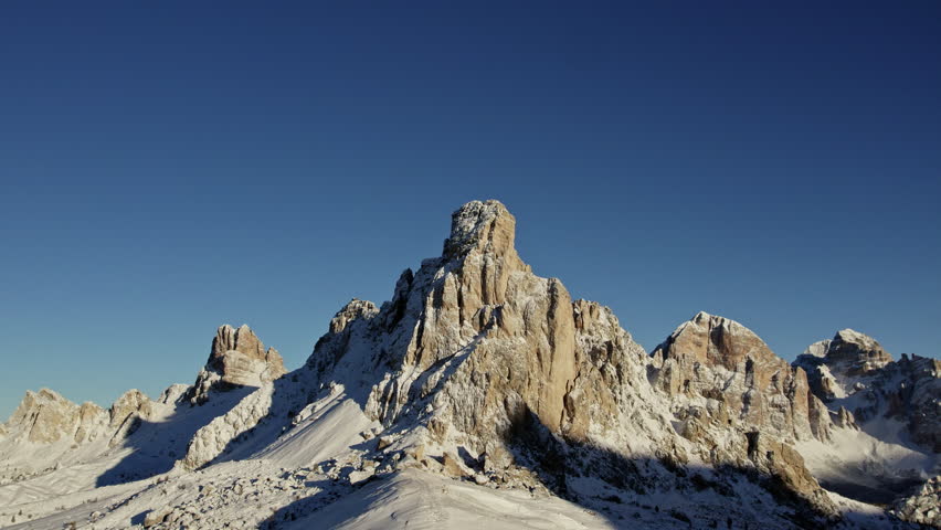 Mountain systems in Italy which were recognized as World Heritage Site by UNESCO. Dolomites, Italian Alps. Winter time.