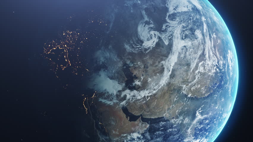 Animation of the Earth seen from space. Spinning above the stars on dark background. Global space exploration. 4K - 60fps smooth and immersive video. Soft dance of gorgeous clouds. Royalty-Free Stock Footage #1098274153