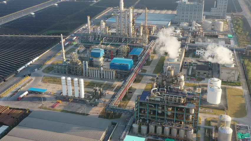 Chemical plant in city during sunset | Shutterstock HD Video #1098274891