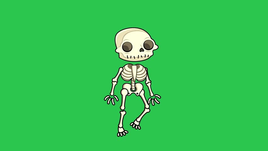 Cartoon horror skeleton walking green screen animation Royalty-Free Stock Footage #1098282107