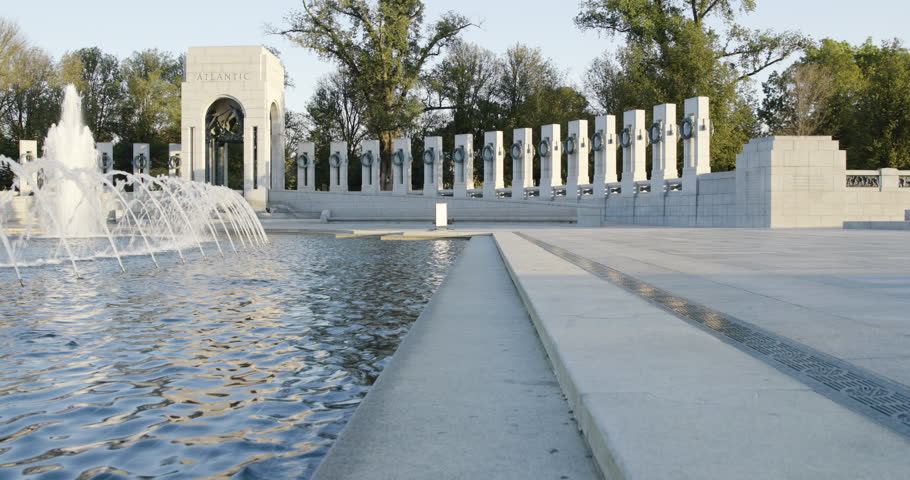 Atlantic Side of the World War II Memorial in Washington DC in the Morning Wide Shot