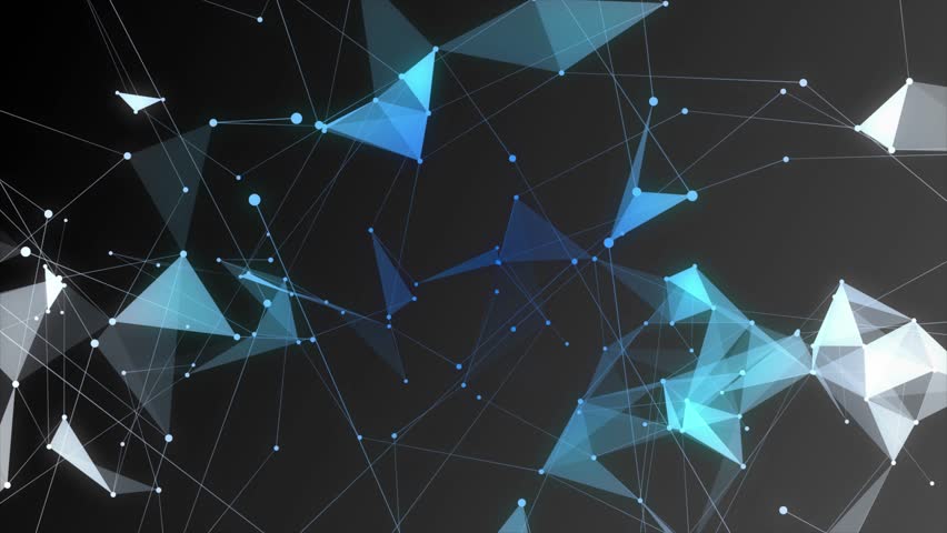 Animated blue and white color plexus, moving lines and dots technology background
