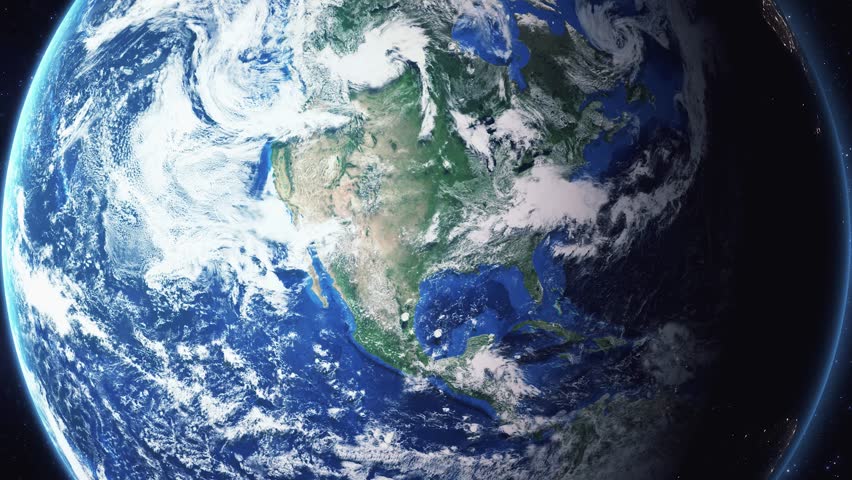 Earth zoom in from space and focus on South Bend, Indiana, USA. 3D Animation. Background for travel intro. 