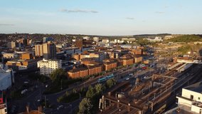 Aerial Footage of Luton City of England During Sunset. Slow Motion Video Clip Filmed with Drone's Camera