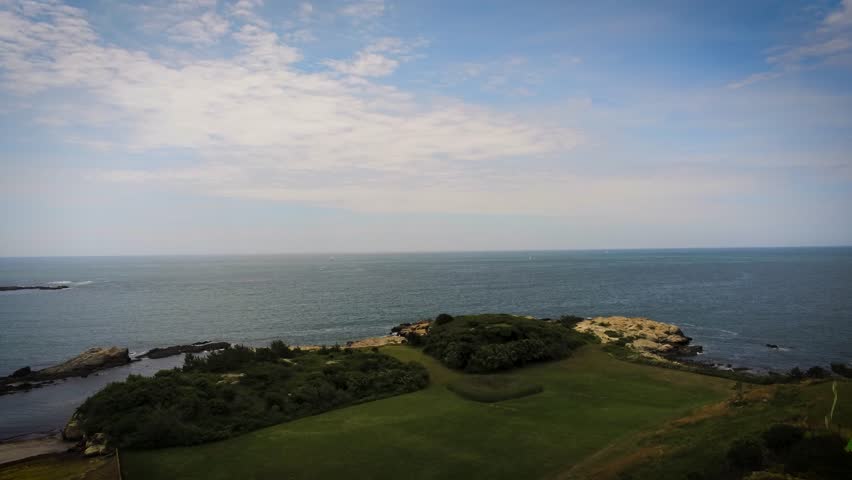An aerial view of a spouting rock at the sea, Newport, Rhode Island
