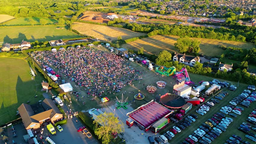 An aerial view of a live music festival