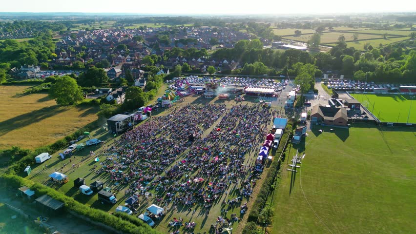 An aerial view of a live music festival