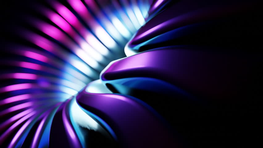 Purple and gray oscillating lines creating a tunnel. Design. A hole in the animation from which light ribbons depart in 3d format. Royalty-Free Stock Footage #1098323947