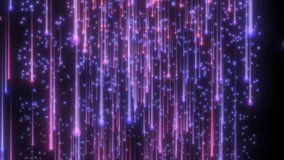 Abstract blue flying vertical glowing neon lines meteorites of energy and light from magic energy dots particles on a black background. Abstract background. Video in high quality 4k, motion design - Powered by Shutterstock - Get 15% off with code: PIKWIZARD15