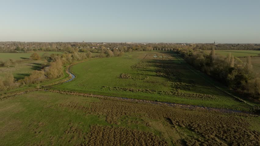 Grantchester Meadows Cambridge River Cam Autumn Winter Aerial Landscape