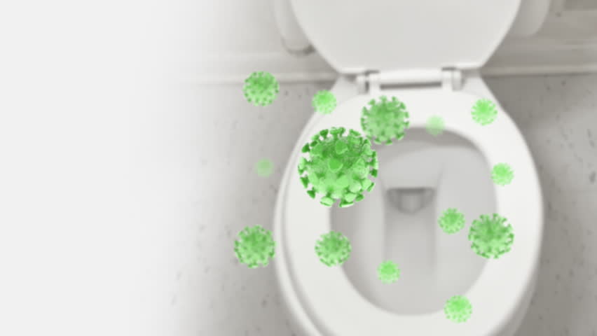 Virus cell flowing in public toilet, Hygiene and healthcare concept, 4k Resolution. Royalty-Free Stock Footage #1098332467