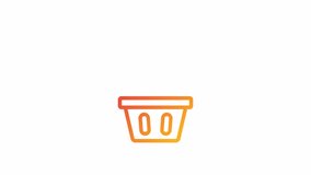 Animated euros buy gradient icon. Coin falling in shopping basket. Banking service. Seamless loop HD video with alpha channel on transparent background. Outline motion graphic animation