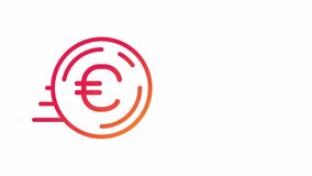 Animated sliding euro gradient icon. Technology of money transfers. Bank account. Seamless loop HD video with alpha channel on transparent background. Outline motion graphic animation