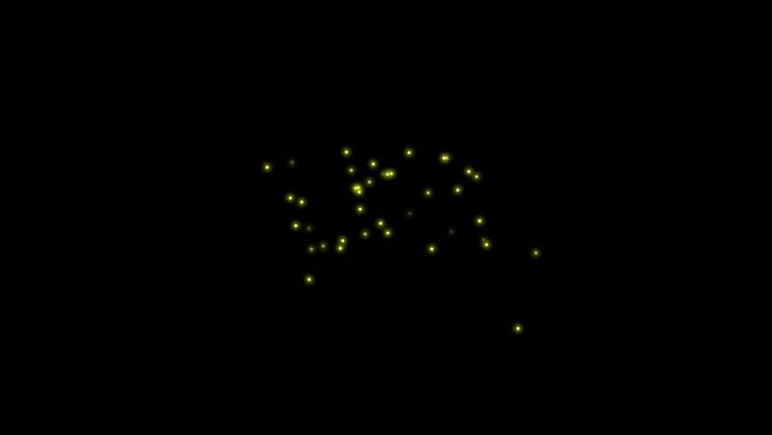 Swarm of fireflies. Isolated flying insects. Overlay. Black background. 23,98fps Royalty-Free Stock Footage #1098338691