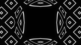 Black and white abstract patterns of bright lines and rays to overlay on the background. Looped moving images and pictures for video clips and music. CG. 4K.