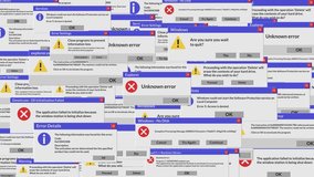 Multiple critical Error Pop-ups transition on a green screen covering full screen - Powered by Shutterstock - Get 15% off with code: PIKWIZARD15