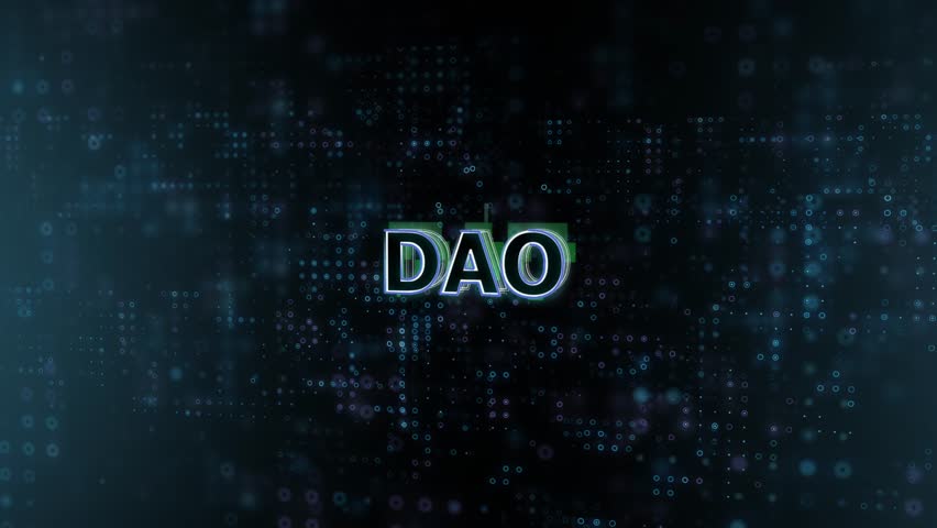 DAO Concept Text Reveal Animation with Digital Abstract Technology Background 3D Rendering for Blockchain, Metaverse, Cryptocurrency Royalty-Free Stock Footage #1098352239