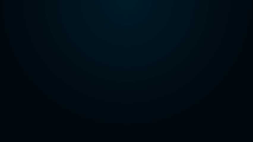 Glowing neon line Roller scooter for children icon isolated on black background. Kick scooter or balance bike. 4K Video motion graphic animation.