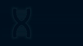 Glowing neon line DNA symbol icon isolated on black background. 4K Video motion graphic animation.